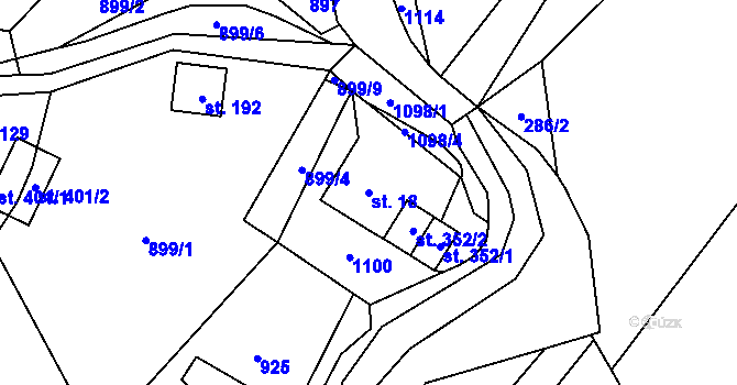 Parcela st. 18 v KÚ Myslík, Katastrální mapa