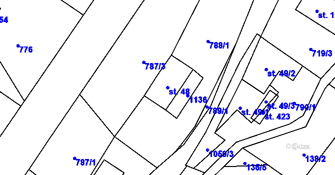Parcela st. 48 v KÚ Myslík, Katastrální mapa