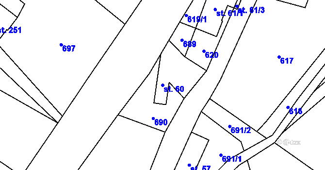 Parcela st. 60 v KÚ Myslík, Katastrální mapa
