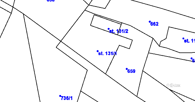 Parcela st. 131/1 v KÚ Myslík, Katastrální mapa