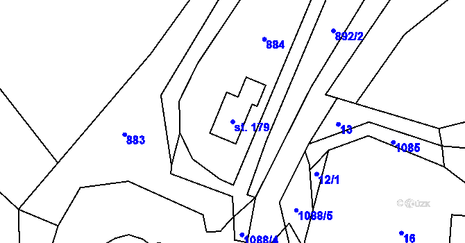 Parcela st. 179 v KÚ Myslík, Katastrální mapa