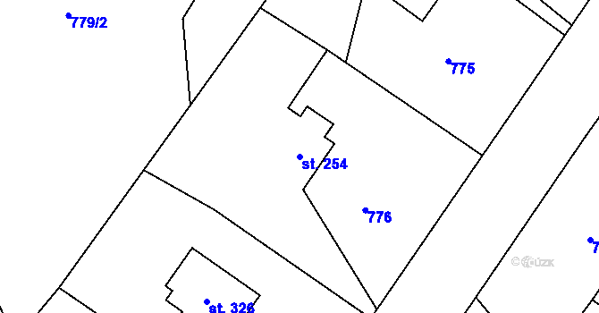 Parcela st. 254 v KÚ Myslík, Katastrální mapa