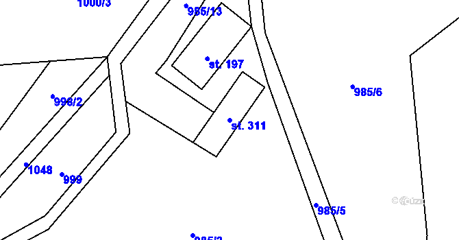 Parcela st. 311 v KÚ Myslík, Katastrální mapa
