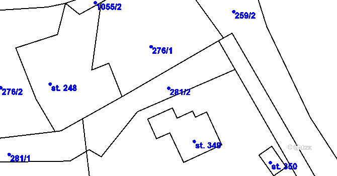 Parcela st. 281/2 v KÚ Myslík, Katastrální mapa