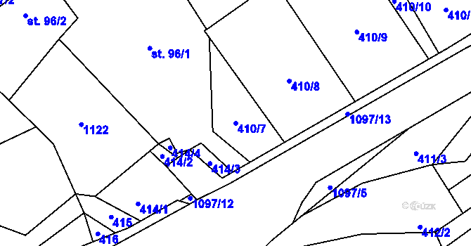 Parcela st. 410/7 v KÚ Myslík, Katastrální mapa
