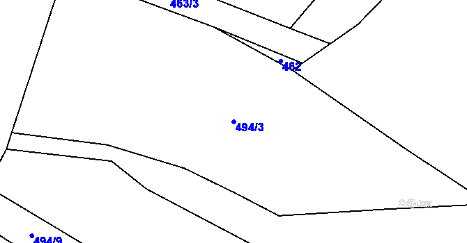 Parcela st. 494/3 v KÚ Myslík, Katastrální mapa