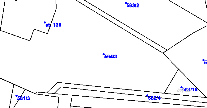 Parcela st. 564/3 v KÚ Myslík, Katastrální mapa