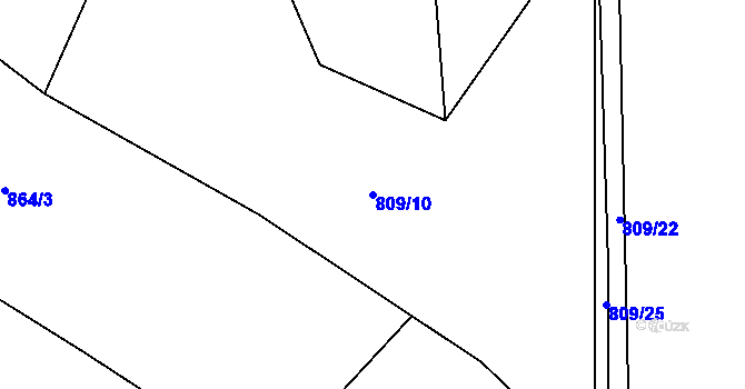 Parcela st. 809/10 v KÚ Myslík, Katastrální mapa