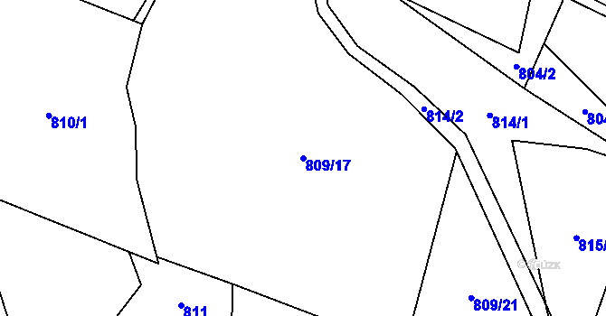 Parcela st. 809/17 v KÚ Myslík, Katastrální mapa