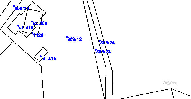 Parcela st. 809/23 v KÚ Myslík, Katastrální mapa