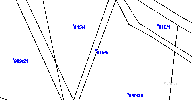Parcela st. 815/5 v KÚ Myslík, Katastrální mapa