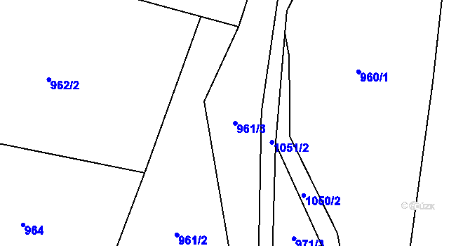 Parcela st. 961/3 v KÚ Myslík, Katastrální mapa