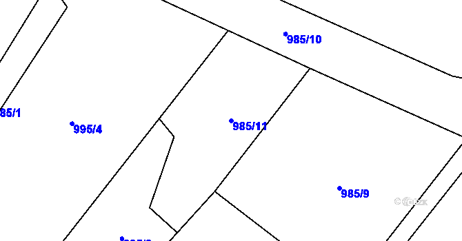 Parcela st. 985/11 v KÚ Myslík, Katastrální mapa