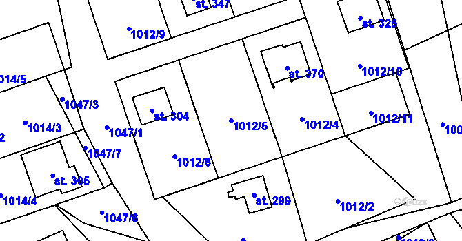 Parcela st. 1012/5 v KÚ Myslík, Katastrální mapa