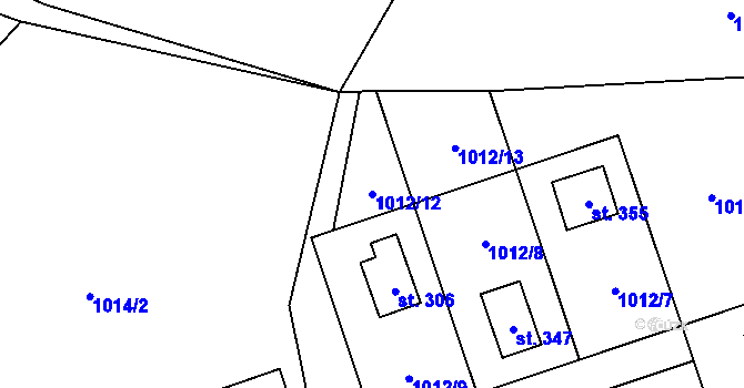 Parcela st. 1012/12 v KÚ Myslík, Katastrální mapa