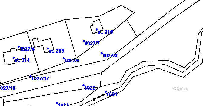 Parcela st. 1027/3 v KÚ Myslík, Katastrální mapa