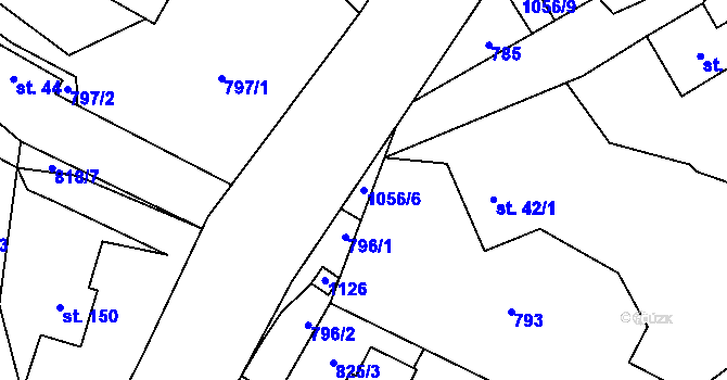 Parcela st. 1056/6 v KÚ Myslík, Katastrální mapa