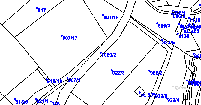 Parcela st. 1059/2 v KÚ Myslík, Katastrální mapa