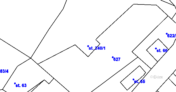 Parcela st. 240/1 v KÚ Myslík, Katastrální mapa
