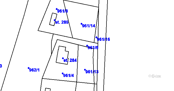 Parcela st. 961/9 v KÚ Myslík, Katastrální mapa