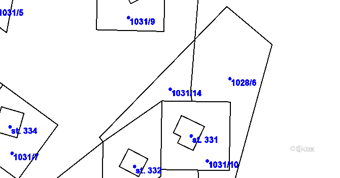 Parcela st. 1031/14 v KÚ Myslík, Katastrální mapa