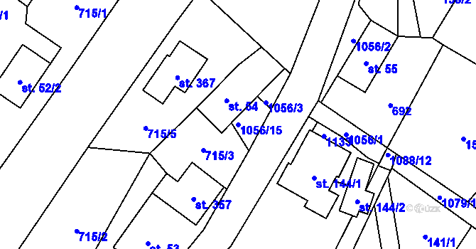 Parcela st. 1056/15 v KÚ Myslík, Katastrální mapa