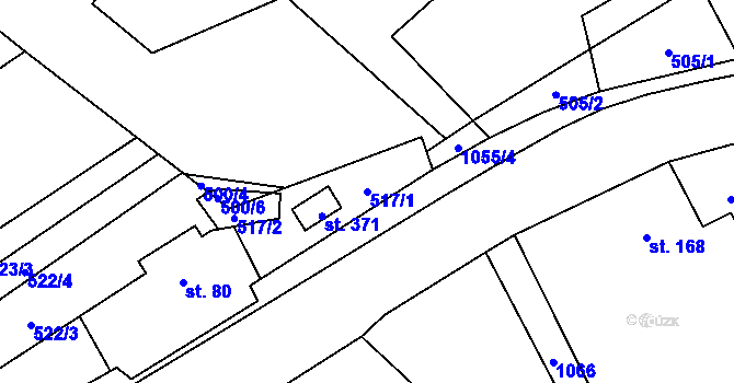 Parcela st. 517/1 v KÚ Myslík, Katastrální mapa