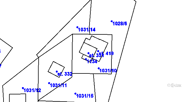 Parcela st. 419 v KÚ Myslík, Katastrální mapa