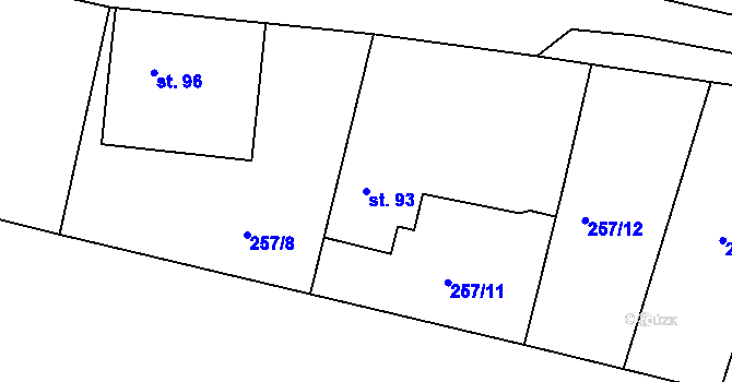 Parcela st. 93 v KÚ Myslín, Katastrální mapa