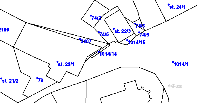 Parcela st. 1014/14 v KÚ Myslív, Katastrální mapa