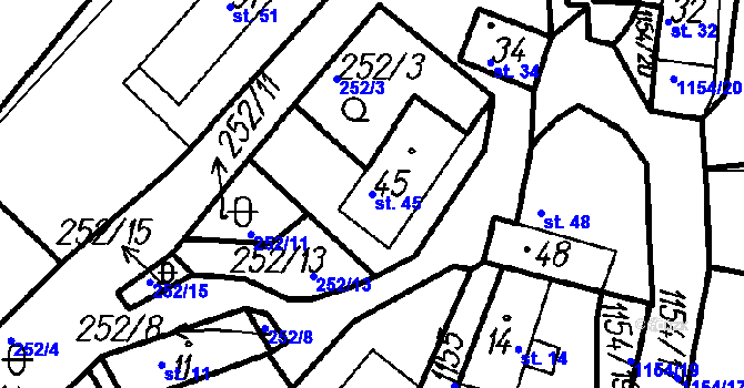 Parcela st. 45 v KÚ Nehodiv, Katastrální mapa