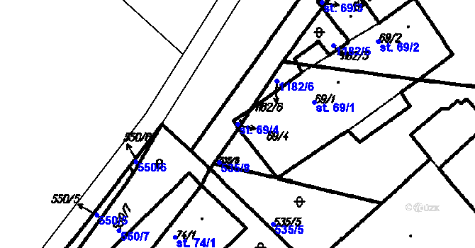 Parcela st. 69/4 v KÚ Nehodiv, Katastrální mapa