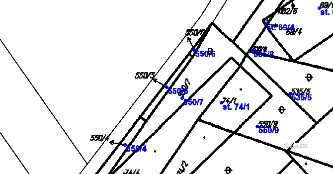 Parcela st. 550/5 v KÚ Nehodiv, Katastrální mapa