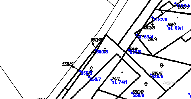 Parcela st. 550/6 v KÚ Nehodiv, Katastrální mapa