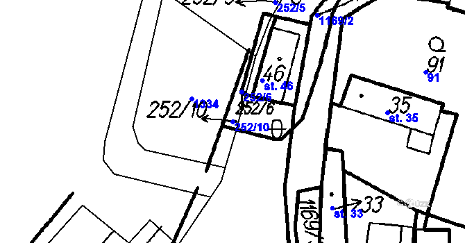 Parcela st. 252/10 v KÚ Nehodiv, Katastrální mapa