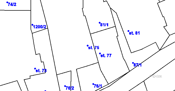 Parcela st. 75 v KÚ Myslkovice, Katastrální mapa