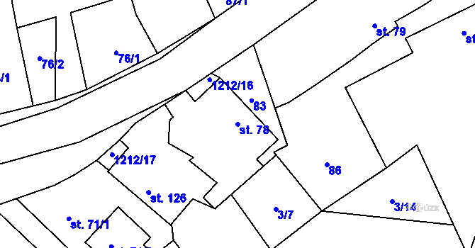 Parcela st. 78 v KÚ Myslkovice, Katastrální mapa