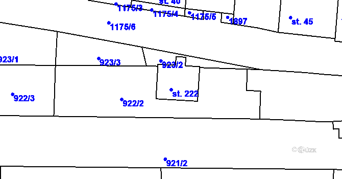 Parcela st. 222 v KÚ Myslkovice, Katastrální mapa