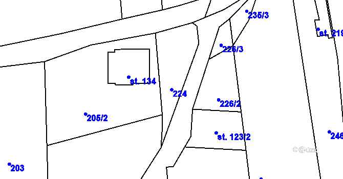 Parcela st. 224 v KÚ Myslkovice, Katastrální mapa