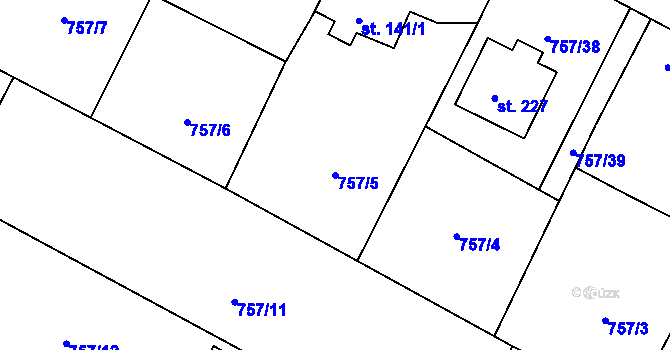 Parcela st. 757/5 v KÚ Myslkovice, Katastrální mapa