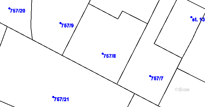 Parcela st. 757/8 v KÚ Myslkovice, Katastrální mapa