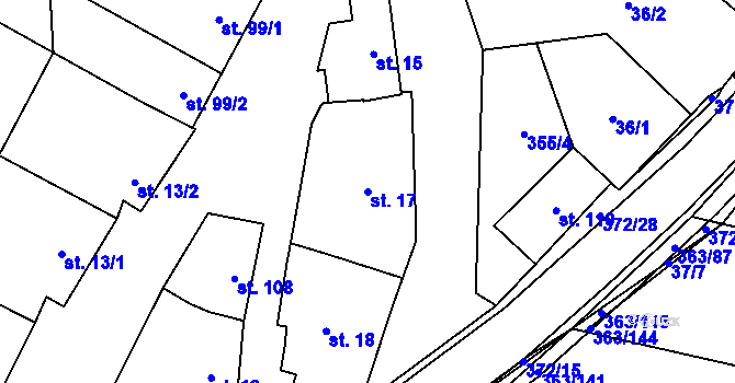 Parcela st. 17 v KÚ Mysločovice, Katastrální mapa