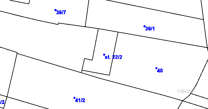 Parcela st. 22/2 v KÚ Mysločovice, Katastrální mapa