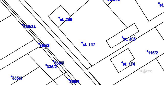 Parcela st. 117 v KÚ Mysločovice, Katastrální mapa
