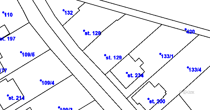Parcela st. 129 v KÚ Mysločovice, Katastrální mapa