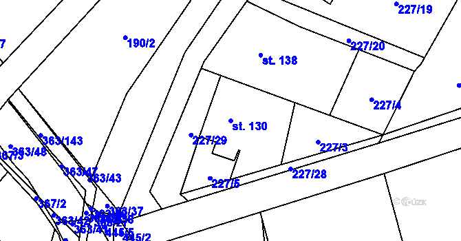 Parcela st. 130 v KÚ Mysločovice, Katastrální mapa