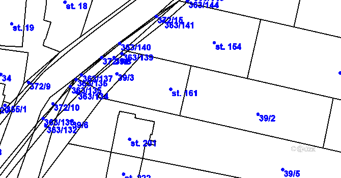 Parcela st. 161 v KÚ Mysločovice, Katastrální mapa