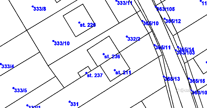 Parcela st. 236 v KÚ Mysločovice, Katastrální mapa