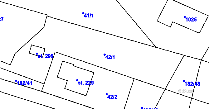 Parcela st. 42/1 v KÚ Mysločovice, Katastrální mapa