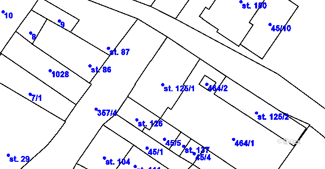 Parcela st. 125/1 v KÚ Mysločovice, Katastrální mapa